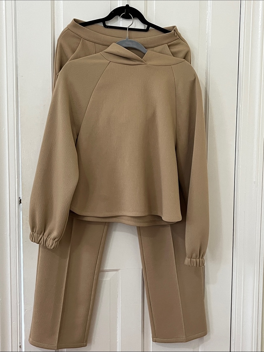 Mango Taupe Relaxed Track Pants & Hooded Top Set